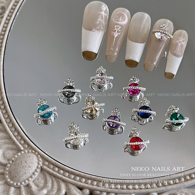 NEKONK西太后土星镶钻美甲饰品