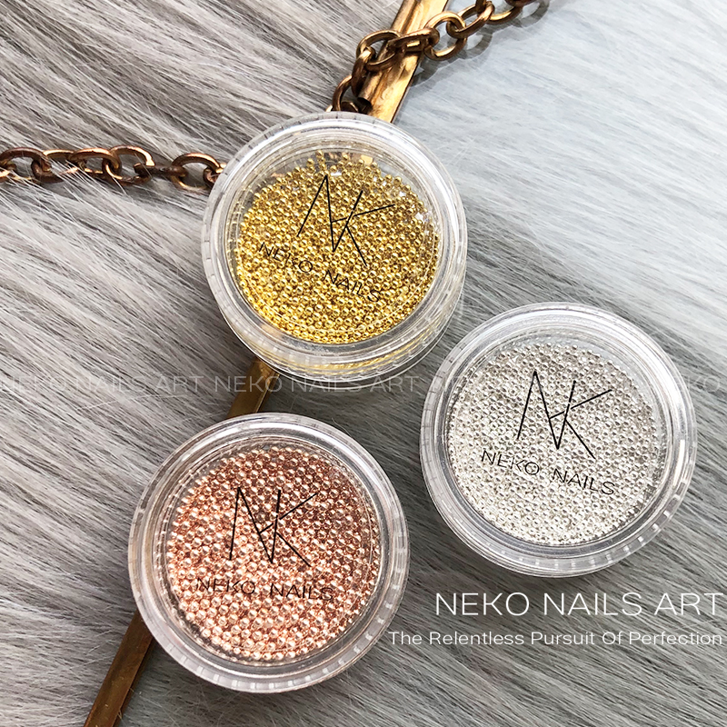 NEKO NK美甲钢珠 常用基础款0.8小钢珠 金银玫瑰金色美甲金属饰品