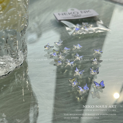 NEKONK极光冰透水晶蝴蝶美甲饰品