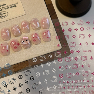 NEKO NK「中指Hellokitty」可爱搞怪凯蒂猫头 四芒星背胶美甲贴纸