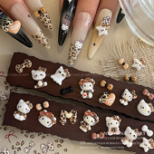 可爱蝴蝶结爱心 NEKO NK「Kitty豹纹」美拉德凯蒂猫 卡通美甲饰品