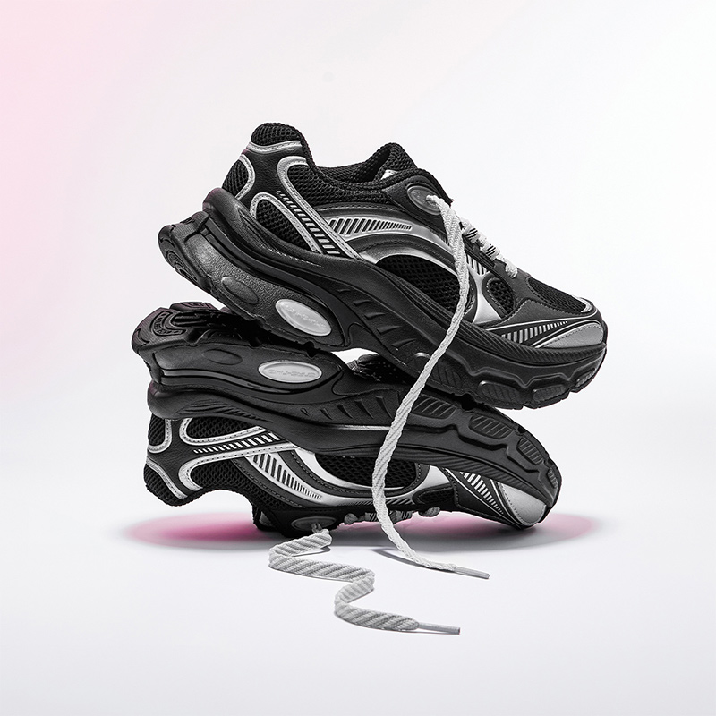 361度休闲鞋女鞋运动鞋2025年夏季新款网面透气增高老爹鞋文化鞋