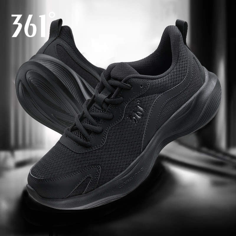 361男鞋2026春季新款运动鞋网面网鞋休闲鞋减震黑色跑步鞋子男