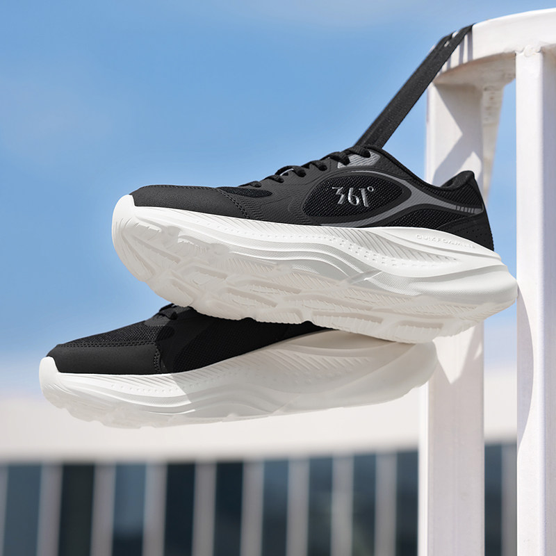 361男鞋春季运动鞋男款网面网鞋厚底增高缓震休闲鞋黑男士跑步鞋