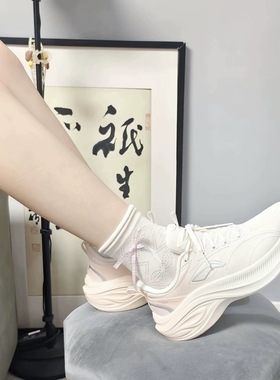 李宁凌波v2跑步鞋女款轻便透气厚底增高减震回弹软底休闲运动鞋