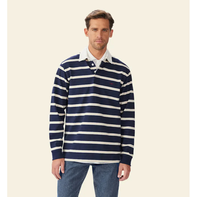 男春秋纯棉水洗长袖休闲条纹POLO