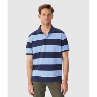 夏季 翻领大码 休闲纯棉水洗条纹美式 短袖 T恤 POLO男装 外贸澳洲男士