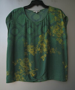 女装涤纶印花短袖衬衫 无弹力 套头