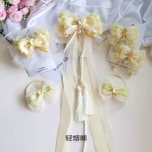 轻烟阁 A127公主系列黄色贝儿公主儿童发饰蝴蝶结头饰顶夹皇冠
