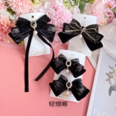 黑色锆石简单优雅时尚 轻烟阁 A295绒有新意 蝴蝶结发饰植绒公主