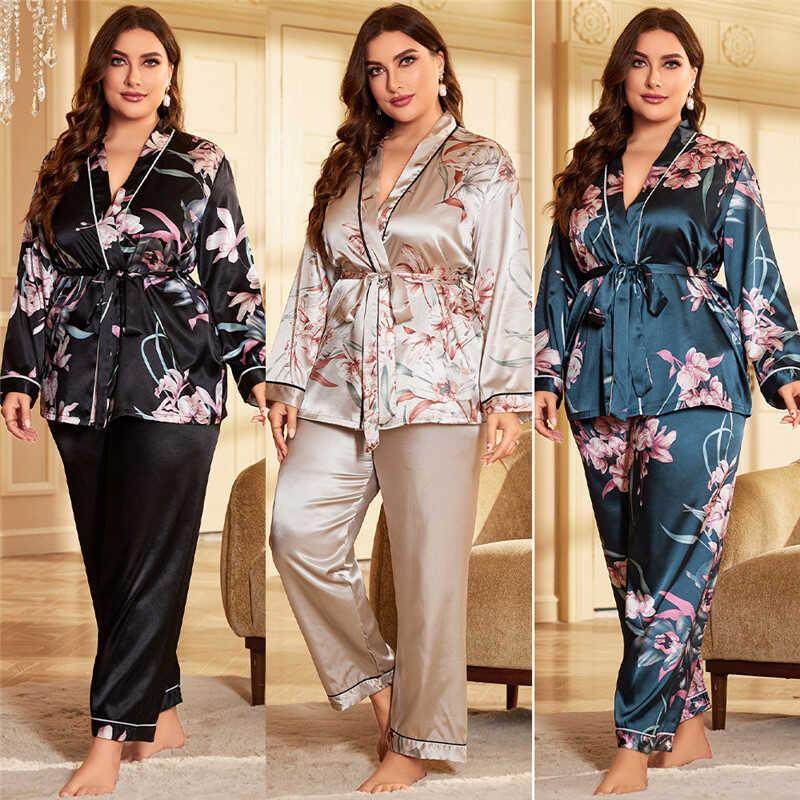 2024 hot home service suit fat women plus size Print pajamas