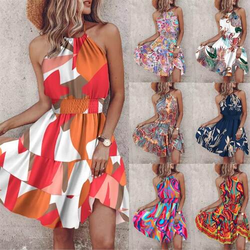 2024 Sexy Off the Shoulder Hanging Neck Dress for Women