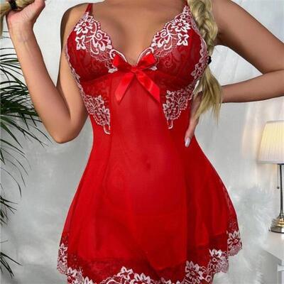 Sexy lace mesh seethrough camisole nightdress 性感吊带睡裙