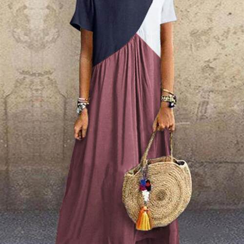 Round neck short sleeved large swing dress圆领短袖大摆连衣裙