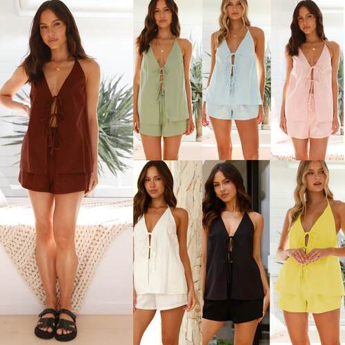 Womens sleeveless and shorts set