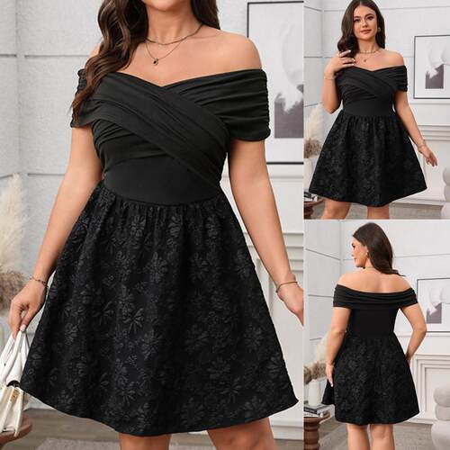 Plus size Summer women dress XL4XL大码女装收腰连衣裙礼服女