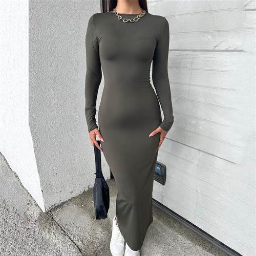 Autumn and Winter Dress Womens Bag Hip Sexy Long Dress