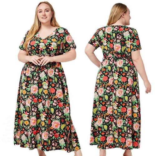 Plus Size women Dress summer fat woman Print skirts XL5XL