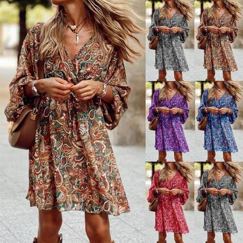Vneck short sleeved loose fitting dress V领短袖宽松连衣裙女
