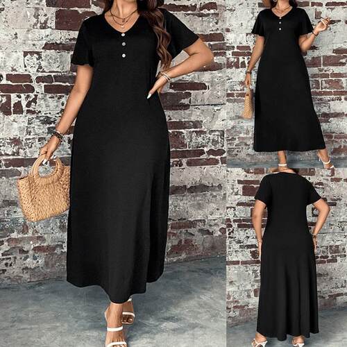 Plus size summer women dresses fat lady Casual Long dress 裙