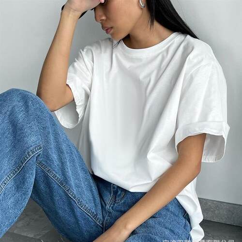 2024 Short sleeved womens loose cotton Tshirt top