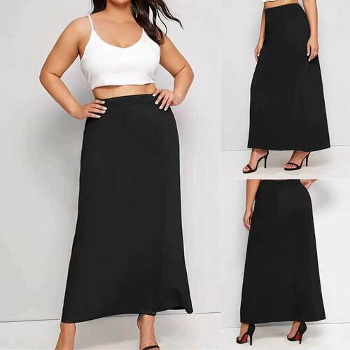 Plus Size Women Summer High Waist Skirt L5XL大码黑色半身裙