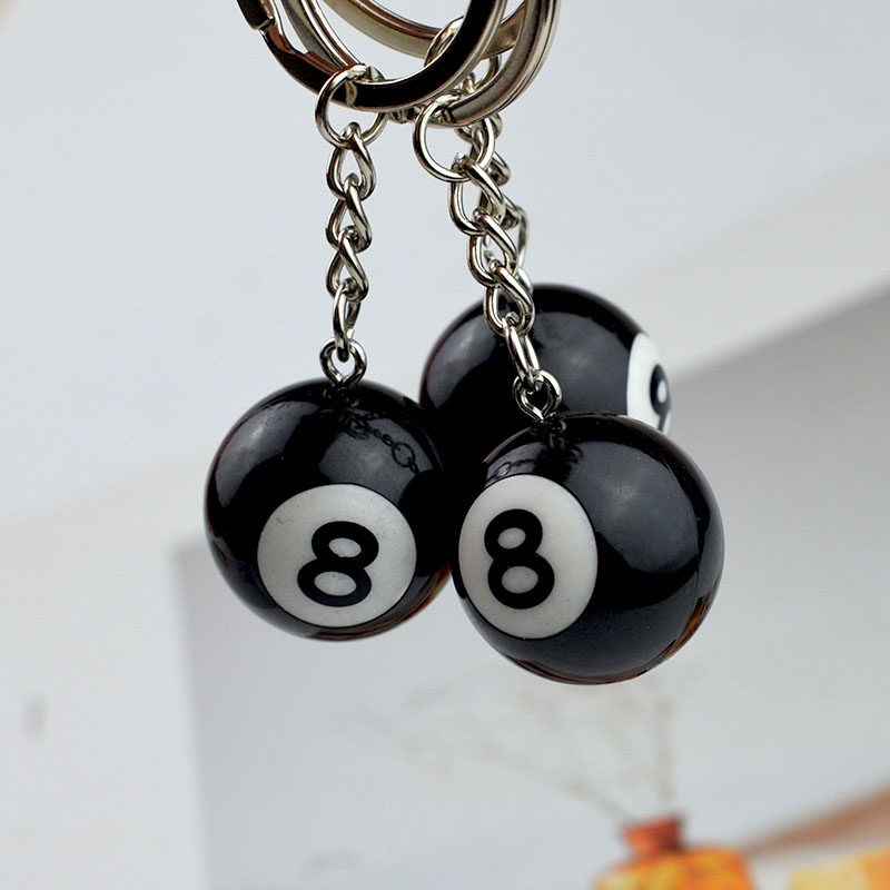 DIY饰品配件 树脂仿真黑色台球桌球运动体育礼品钥匙扣包包挂件