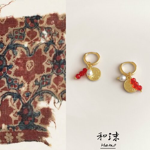 和沫原创淡水珍珠玻璃流苏耳环