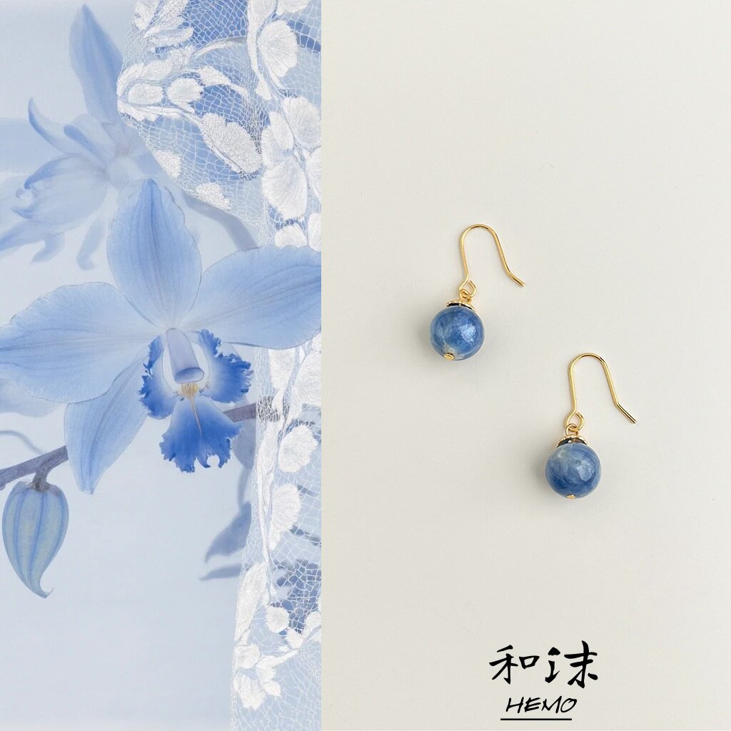 Hemo原创天然蓝晶石高级感耳饰
