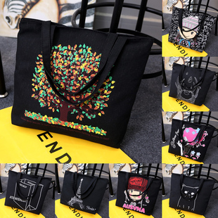 上学出门方便携带手提袋女简约横款妈妈外出带娃帆布包上班族单肩