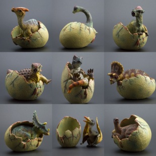 高品质小恐龙幼崽蛋壳可分离孵化模型霸王龙翼龙侏罗纪摆件收藏礼