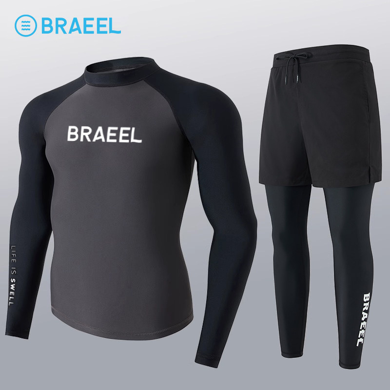 全身速干泳衣男士防晒分体冲浪服修身长裤长袖潜水服韩国水母情侣