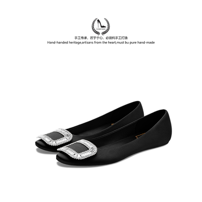 LUKE水钻黑色平底单鞋不累脚