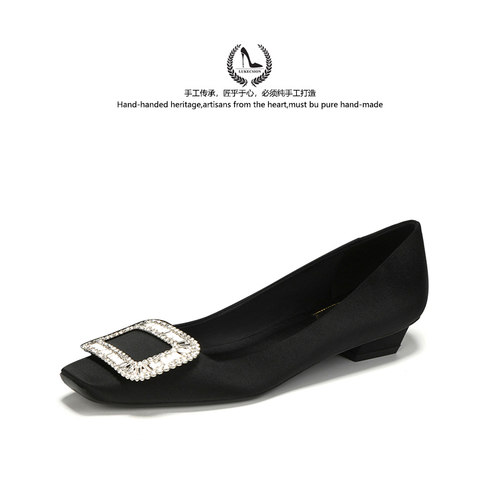 rv时尚水钻方扣方头单鞋女