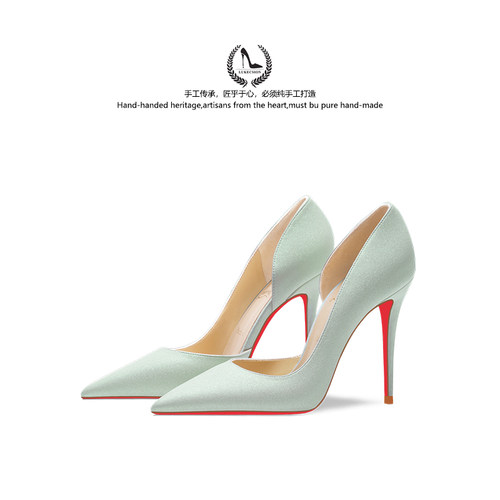 LUKE尖头侧空CL红底高跟鞋