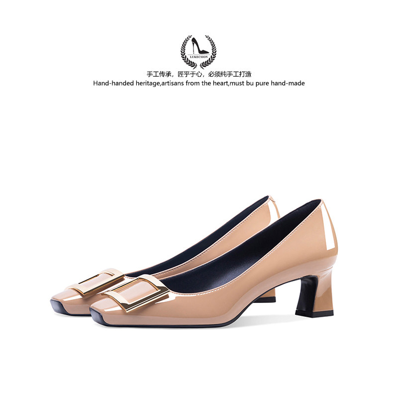 rv气质方头粗跟时尚单鞋