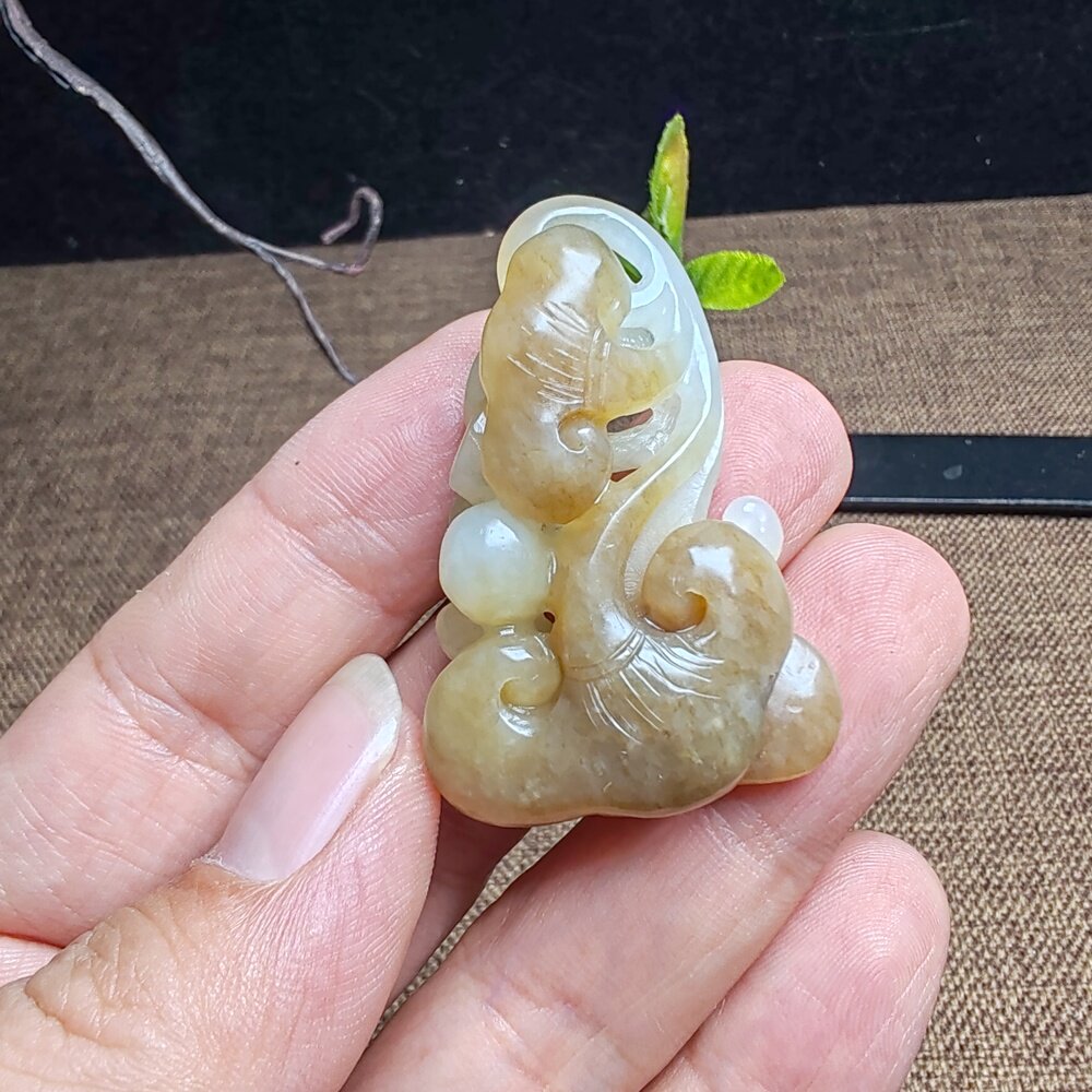 新疆和田玉且末糖白玉灵芝如意吊坠挂件男女款细腻油润如意人生