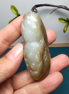 和田玉糖青白玉莲花莲蓬荷叶手把件苏工精品保真男女国风一品青莲