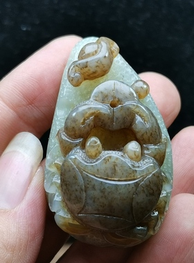 天然新疆和田玉青白糖玉螃蟹铜钱手把件男女款式玉石玉器八方来财