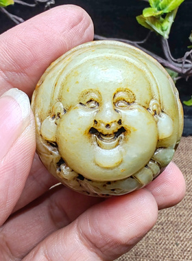 佛财神手把件和田玉仿古明清古董