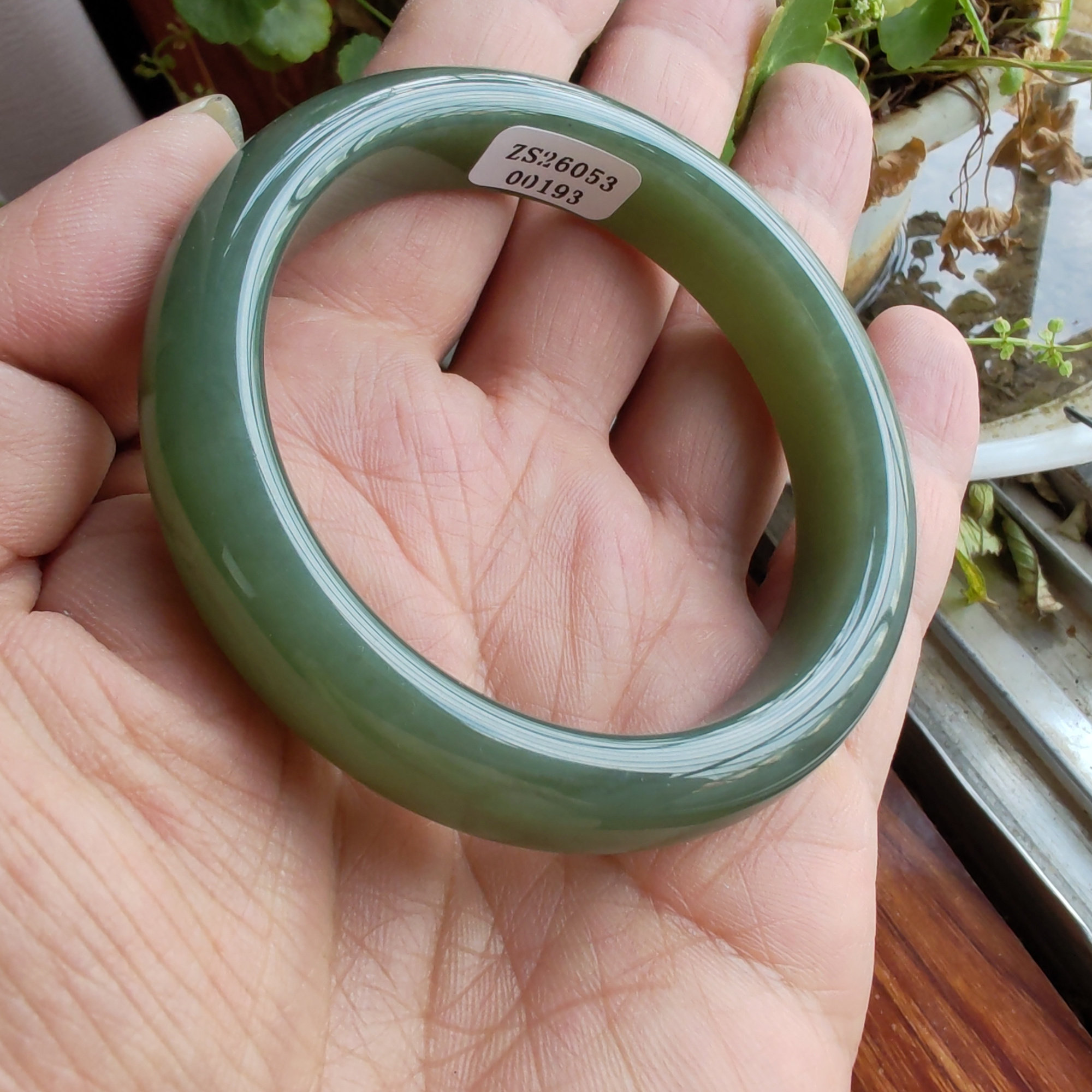 新疆和田玉且末蓝调飘糖和田玉手镯玉镯子55mm+油润女神天若有情