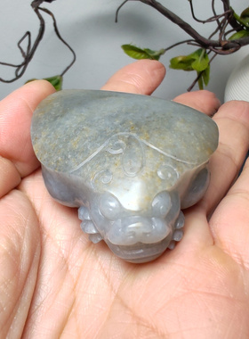 新疆和田玉青花籽料龙龟把件