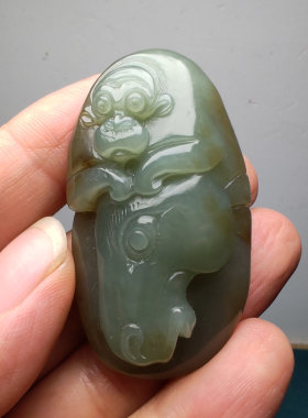 且末蓝调糖玉猴子马吊坠马上封侯