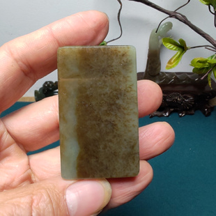 新疆和田玉且末糖青白玉无事牌吊坠挂件油润精品男女国风平安无事