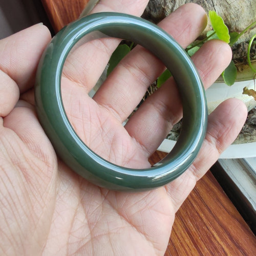 新建和田玉且末蓝调糖玉手镯60mm