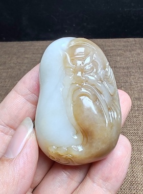 关羽和田玉高档且末糖白小手把件