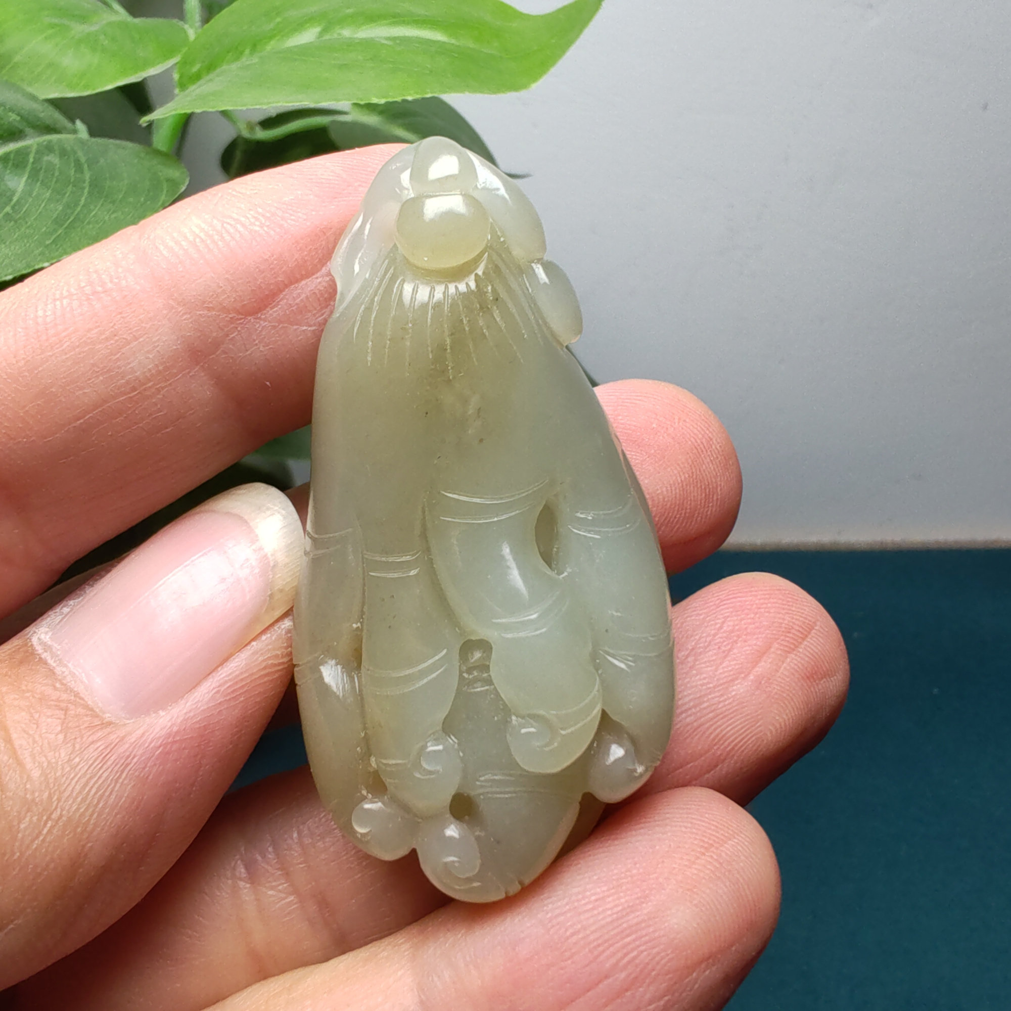 和田玉糖青白玉佛手吊坠挂件苏工精品油润细腻男女国风福寿如意