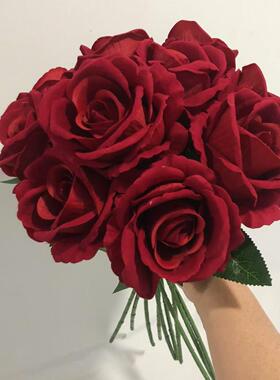 仿真玫瑰花假花客厅餐桌装饰品