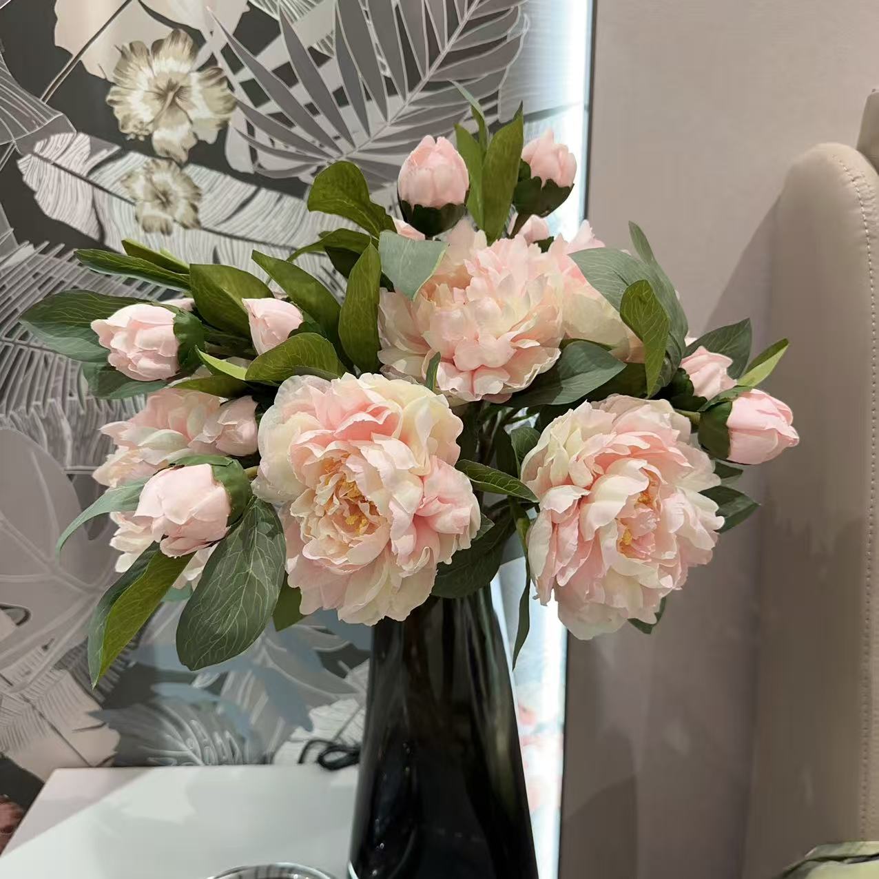 高档牡丹花仿真花假花摆设客厅摆件花束餐桌花艺装饰画绢花