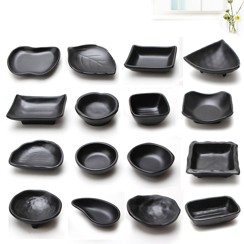 黑色磨砂火锅调味碟酱油碟塑料小吃碟子餐厅创意仿瓷前菜碟凉菜碟